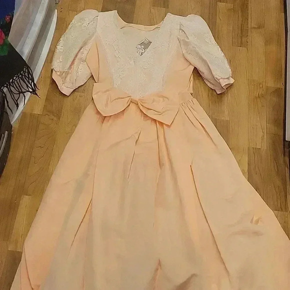 Gunne Sax by Jessica McClintock Maxi Dress Tulle Lace Embroidered Vintage M/L - Picture 1 of 11